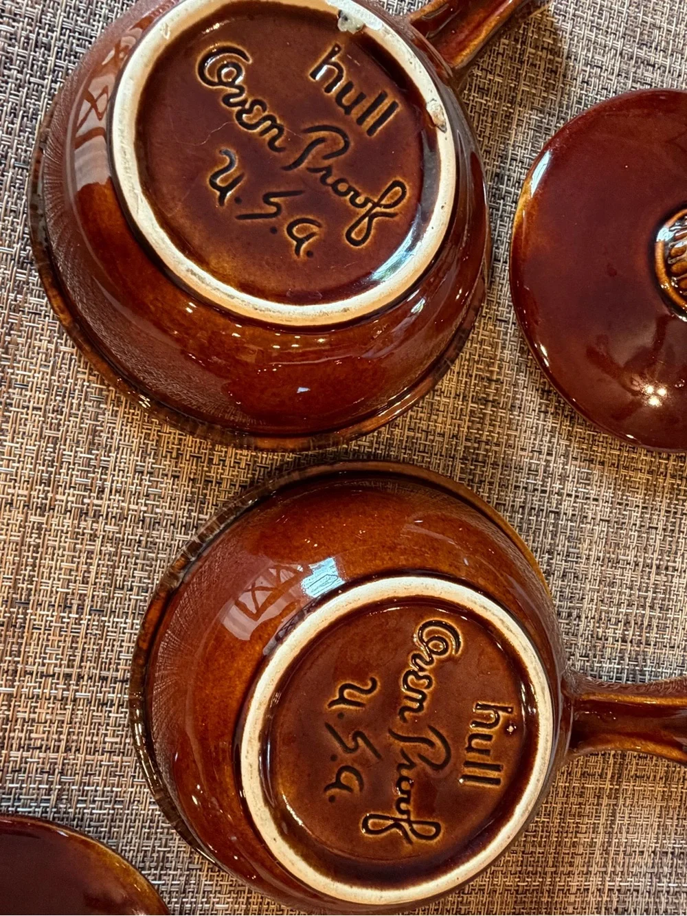 Hull Pottery Brown Glazed Soup Mugs - Set of 2